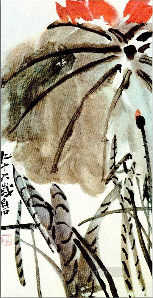 Tinta china antigua de loto Qi Baishi Pintura al óleo